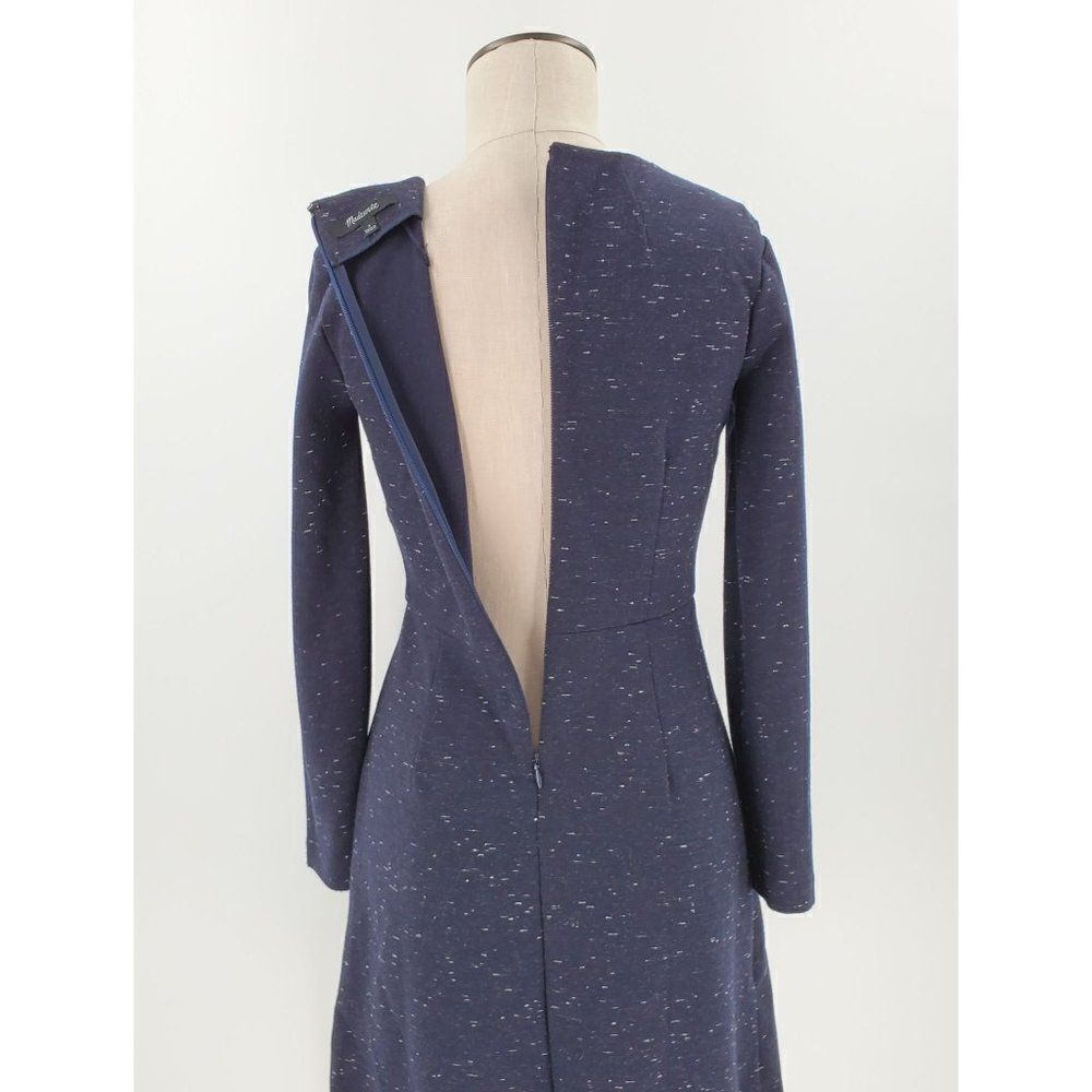 Madewell Womens Dress Long Sleeve Mini Ponte Blue With Flecks Size 0 - Picture 6 of 10